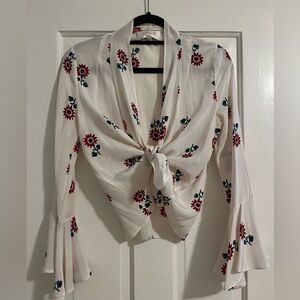 Stone Cold Fox Silk Floral Tie Top
